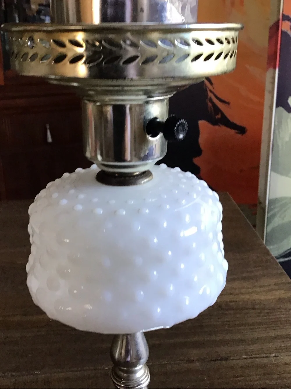 Vintage Hobknob Milk Glass Table Lamp